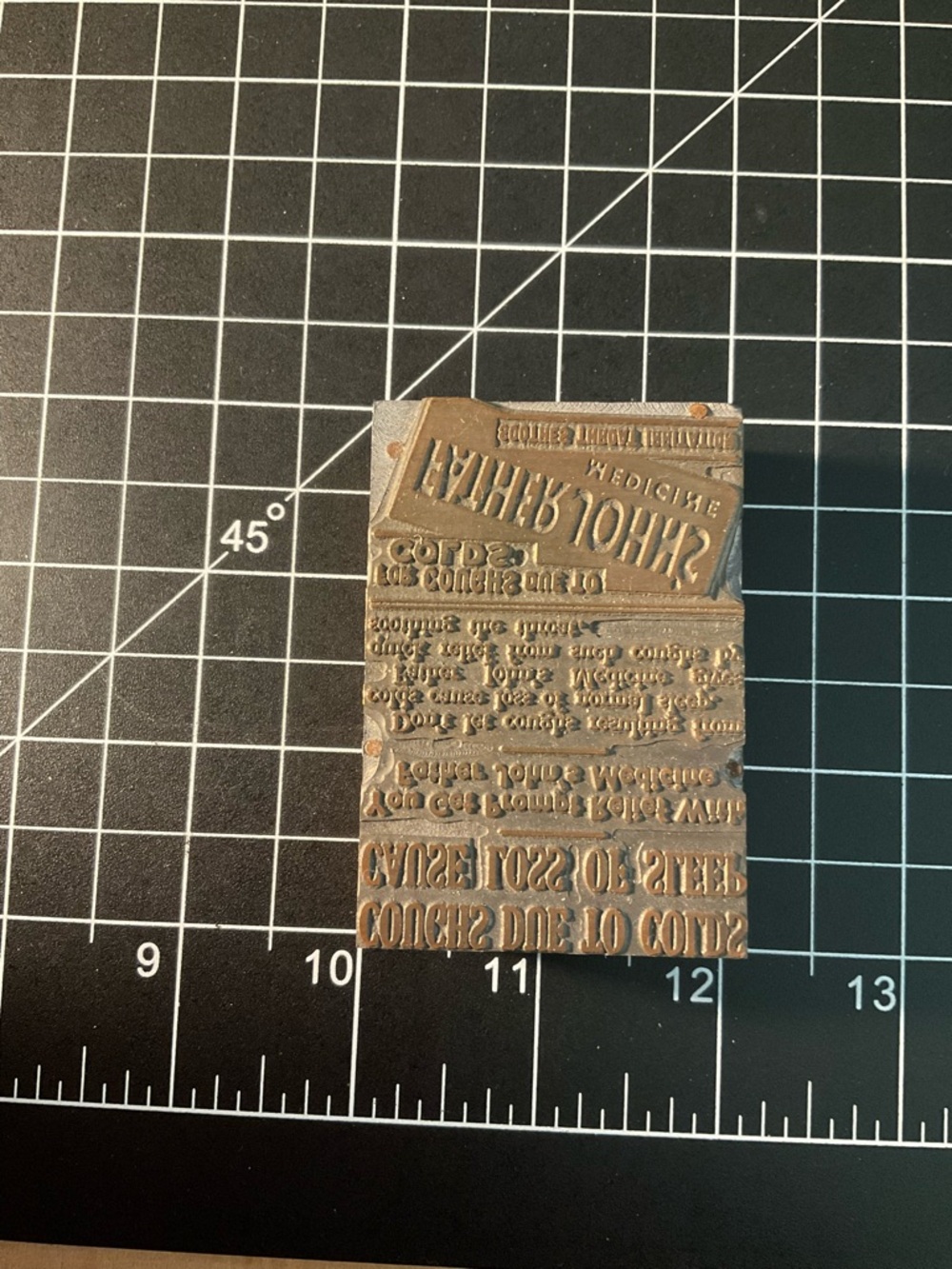 Vintage Metal Letterpress Printing Block - Brown